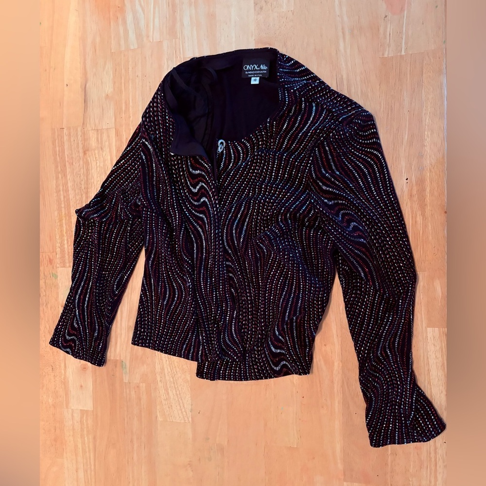 Onyx Nite Black and Silver Beaded Jacket